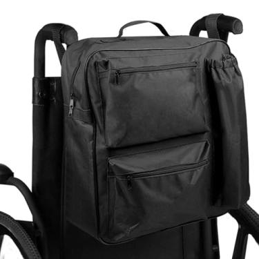 Imagem de BAHULA Mochila para cadeira de rodas, bolsa de cadeira de rodas para encosto da cadeira, cesta de cadeira de rodas para pendurar nas costas, armazenamento de acessórios de cadeira de rodas elétrica