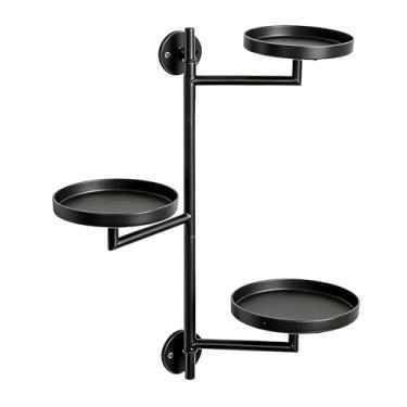 Imagem de Fockety Suporte Giratório para Plantas, Suporte para Vasos de Flores de Metal de 3 Camadas Com Rotação de 180 ° para Suculentas, Prateleira de Parede de Janela Com Fácil Montagem para (3 bandejas)