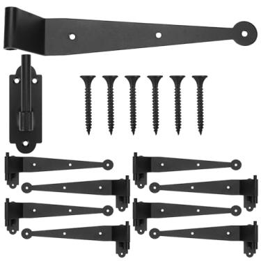 Imagem de Shimeyao Pacote com 10 dobradiças de veneziana de ferro forjado, alça de deslocamento resistente, dobradiça de pino preto de 29 cm para moldura de madeira, portões, portas, janelas