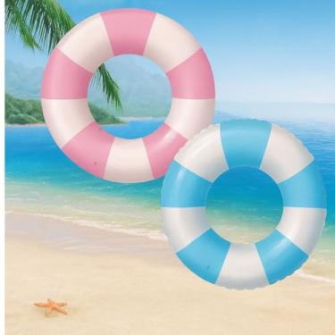 Imagem de Boia Circular Inflável Infantil para Piscina e Praia Rosa ou Azul 60 cm A partir de 3 anos PVC Durável (AZUL)