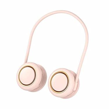 Imagem de AEWFRRV Ventilador de resfriamento pendurado no pescoço USB recarregável 3 velocidades refrigerador portátil sem lâminas verão radiador de viagem ao ar livre ventilador de refrigerador de ar (cor: verde) yubin1993 (cor: rosa)