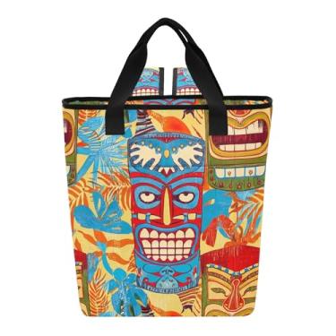 Imagem de Joitme Máscaras coloridas vibrantes Tiki Bolsa térmica macia 36 latas lancheira feminina isolada 34 x 15 x 40 cm