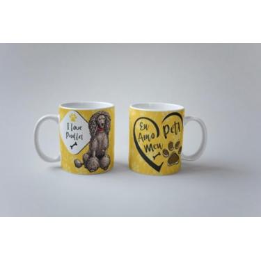 Imagem de Caneca Eu Amo Meu Pet Poodle I Love Pet Porcelana 325ml (Poodle 02)