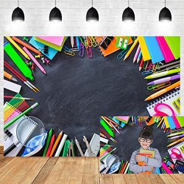 Imagem de OERJU 3 x 2,1 m de volta às aulas, quadro negro, ferramentas de estudo de aula, fundo de fotografia, sala de aula, lápis, caderno, estudantes, crianças, retrato, foto, sessão de fotos, vinil, material