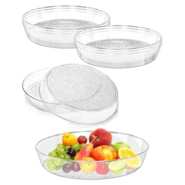 Imagem de Bandeja de servir transparente, pacote com 8 bandejas decorativas de acrílico redondas de plástico, bandejas redondas de plástico, bandejas de acrílico para sala de estar, otomano, quarto, cozinha