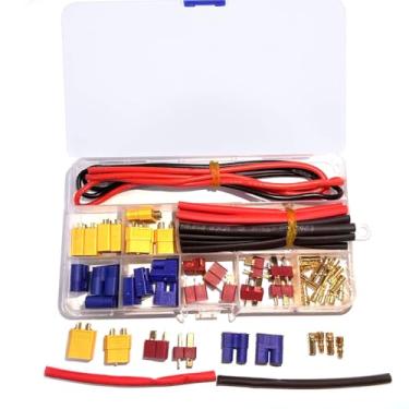 Imagem de Hobbymall T-Plug EC3 XT60 macho fêmea conectores adaptadores + fio de silicone 14AWG + tubos termorretráteis para motor RC ESC bateria lipo
