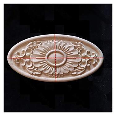 Imagem de Moldagem de madeira de guarnição decorativa para mobiliário doméstico, madeira maciça apliqueira inlay imperintado Decalques da porta de mobília, escultura de madeira sobreposições para móveis(G,4PCS)