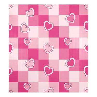 Imagem de Blueangle Capa de ímã de lava-louças coração quadriculado de dia dos namorados, decoração da capa frontal da máquina de lavar louça, adesivos de eletrodomésticos, adesivos de eletrodomésticos, 58 cm C