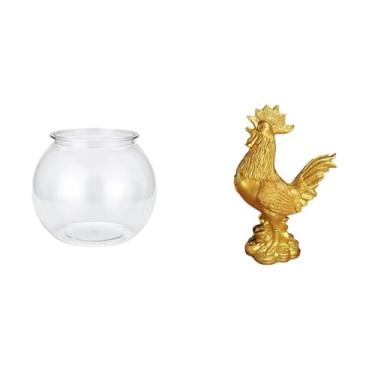 Imagem de Whtkoph Ornamento Transparente para Aquário Pequeno, Tigela de Aquário, Vaso, Mesa de Escritório, Estatueta de Galinha, Estátua de Feng Shui, Escultura P