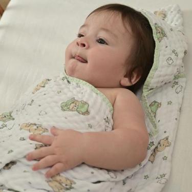 Imagem de Toalha Soft para Bebê 70 cm x 90 cm Pixuxu, Urso Soninho Verde