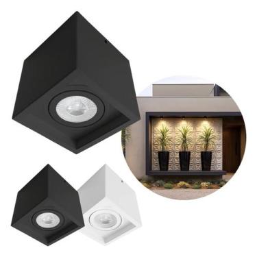 Imagem de Plafon Spot Sobrepor Recuado Box Quadrado Preto + Led Par20 7w Br. Fri
