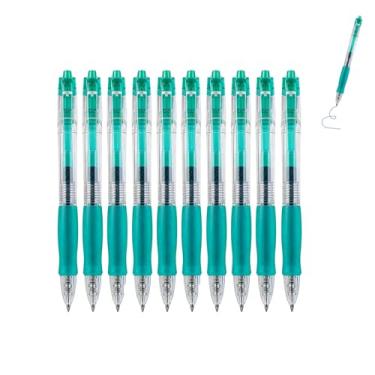 Imagem de GZBABY Caneta de gel retrátil, 10 peças, caneta esferográfica de ponta fina para escrever colorir, 0,5 mm, tinta verde folha de lótus