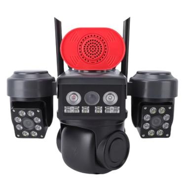 Imagem de EBTOOLS Câmera de Segurança Solar de Lente Tripla, 3 Lentes Independentes Visão de 360 ​​graus 12MP HD Zoom Digital 4x Bateria de 8000mAh IP66 à Prova D'água, Com PIR Detecção Humana
