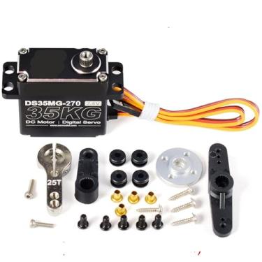 Imagem de DS35MG 35kg Servo 180°/270° Caixa de alumínio completo engrenagem de aço inoxidável alto torque 1 peça (35 kg 270 braço de metal)