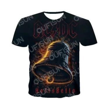 Imagem de Camisetas Unissex AC DC Impressas Em 3D Com Gola Redonda E Manga Curta