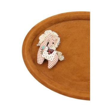 Imagem de Agradável xadrez rosa tecido pônei desenho animado broche bordado rech