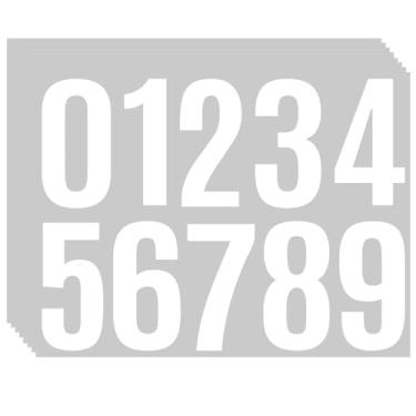 Imagem de 8 folhas de adesivos brancos de 10 a 9 cm – números autoadesivos de vinil à prova d'água para endereço de caixa de correio, placas de porta de casa, etiquetas de sala de aula, caixas de armazenamento