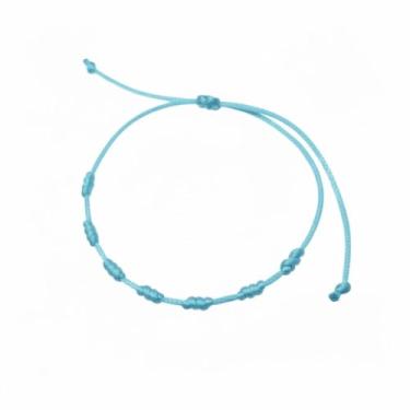 Imagem de Pulseira Azul Claro De Sete 7 Nós Kabbalah Para Afastar O Mal, Tira Olho Gordo - Oferta