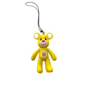 Imagem de Pingente de Celular Popobe Amarelo, Chaveiro de Urso Sorridente, Acessório para Telefone