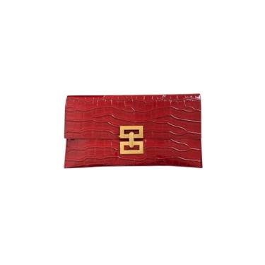 Imagem de Verdusa Bolsas femininas clutch metálicas bolsas envelope bolsas, Vermelho, One Size