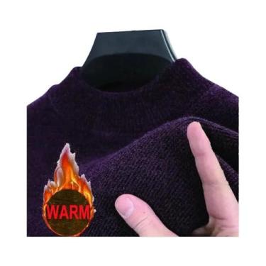 Imagem de Suéter De Lã Masculino plus Size Quente Com Gola Redonda Tricô Pulôver