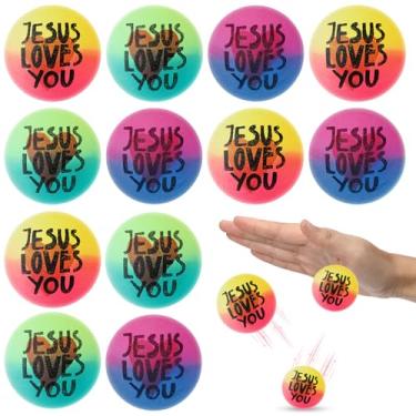 Imagem de HyDren Bolas Bouncy Gradiente Cristão Verso da Bíblia Jesus Bíblia Bolas de Borracha para Dia dos Namorados Cristão Festa de Páscoa Presentes Religiosos para Sala de Aula