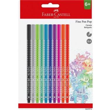 Imagem de Caneta Fine Pen Pop FABER CASTELL Ponta Fina 0.4mm 10 Cores - Faber-Ca