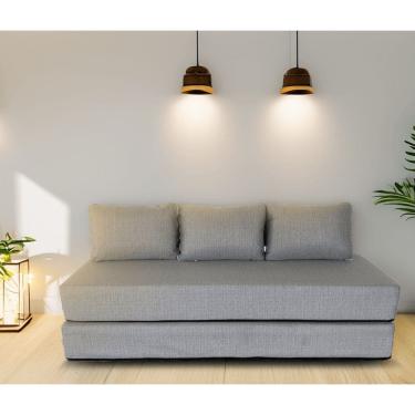 Imagem de Sofá-Cama Sleep Easy Linho Cinza 60x180x20cm - Sleep Complements