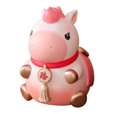 Imagem de Bothyi Estátua de Cavalo Ornamental de Mesa, Cofrinho em Forma de Porquinho, Escultura de Animal para Mesa, Lareira, Prateleira, Presente de Ano, Rosa Grande