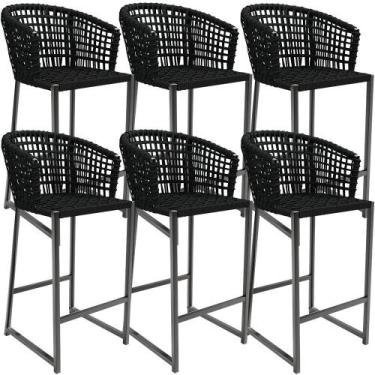 Imagem de Kit 06 Banqueta Para Área Gourmet Cozinha Varanda Corda Náutica Porto 