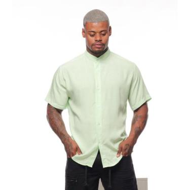 Imagem de Camisa Masculina Gola Padre Lisa Tecido Linho - VOLGUE CLOTHING, Camis