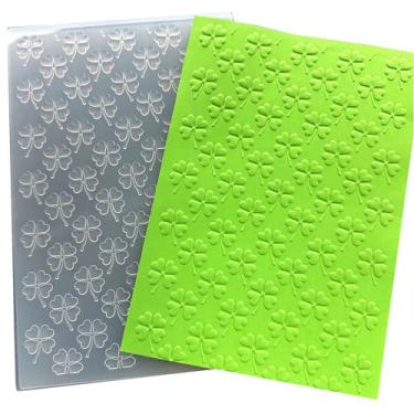 Imagem de Arbuya Pasta de gravação 3D de trevo de quatro folhas para fazer cartões, dia de São Patrício, trevo, folha, trevo, relevo, pastas, modelo, para álbum de recortes, faça você mesmo, decoração de cartão