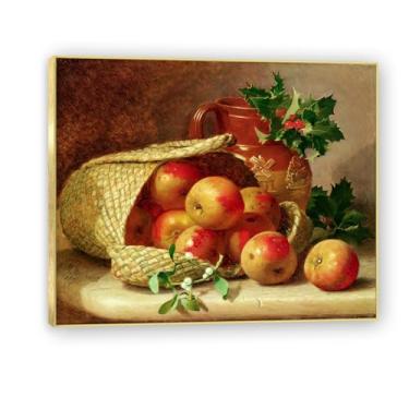 Imagem de NHLDZYH Moldura dourada. Tela de frutas botânicas vintage, impressão de estilo de pintura a óleo vintage, decoração de jantar country de fazenda, pronta para pendurar. A06. 60 x 72 cm.