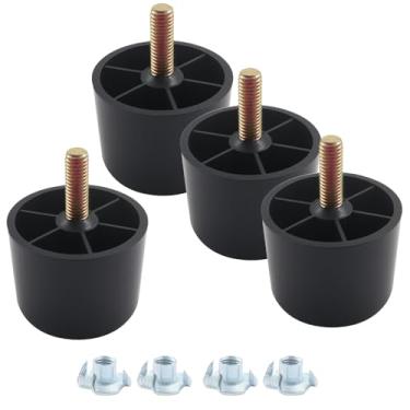 Imagem de Zorveiio Pernas de plástico para móveis de 3,5 cm, preto, redondo, afunilado, para sofá, cadeira, pés de substituição com parafusos de suspensão M8 e porcas em T (conjunto de 4)