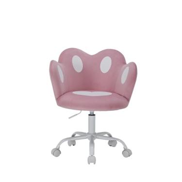 Imagem de Impressions Vanity Kids Cadeira giratória Kiki com estofamento de veludo ultra suave, acolchoamento de espuma confortável, rotação de 360 graus com rodas lisas e altura ajustável do assento