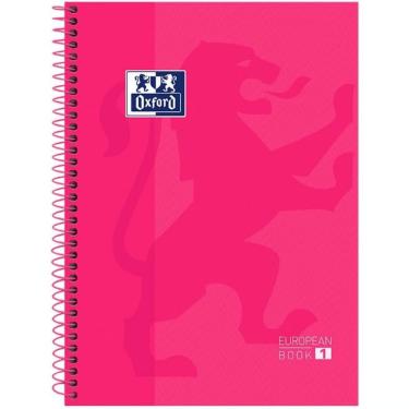Imagem de Caderno Universitário European Book Espiral Capa Dura 1 Matéria Oxford Rosa Escuro