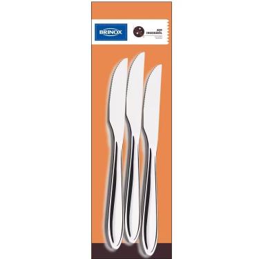 Imagem de Conjunto De Facas De Churrasco Brinox Lyon Aço Inox 3 Peças Prata