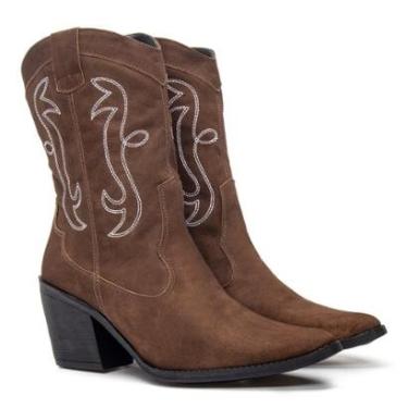 Imagem de Botas Femininas Texanas Cano Médio Couro-Feminino