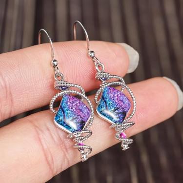 Imagem de Brincos femininos charmosos com estampa roxa, One, Metal, Sem pedra preciosa