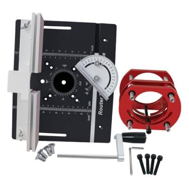 Imagem de Fenteer Conjunto de placa de inserção para tupia de, placa giratória para fresagem de madeira, suportes deslizantes robustos para guia, elevador de