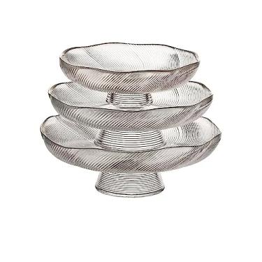 Imagem de Tigelas de frutas prato de frutas de vidro sala de estar mesa de café doméstico estilo luxuoso high-end prato alto lanche alto senso sênior de prato de frutas transparente cesta de frutas decorativa