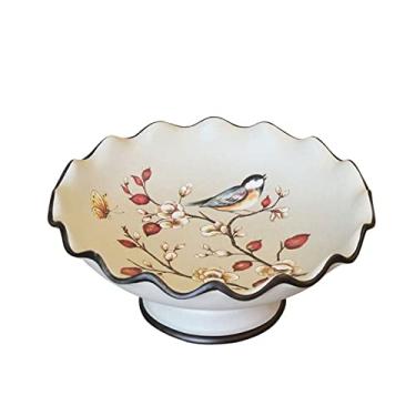 Imagem de Fruteira Prato de Frutas Novo Chinês Retro Feito à Mão Padrão Onda Redonda Cerâmica Fruteira Sala de Estar Cozinha Prato de Frutas Tigela de Doces Prato de Frutas
