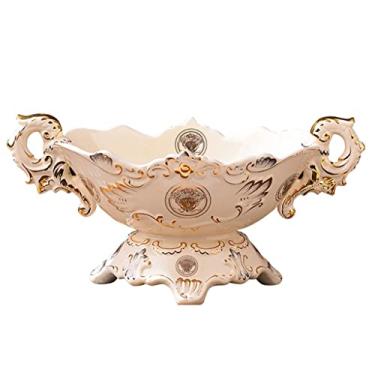 Imagem de Cesta de frutas, tigelas grandes de servir de estilo nórdico, tigela de servir de cerâmica, suporte de frutas, cesta de frutas para pães, lanches de frutas, bandejas de frutas para festas