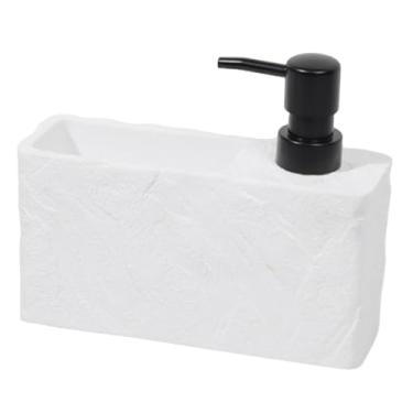 Imagem de Fxzqgnh Dispensador de sabão líquido com suporte para esponja, fácil de usar, economiza espaço, organizador para pia, ideal para e cozinha, Branco