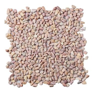 Imagem de Kit 1m² Pastilha de Pedras Naturais Seixos 30cm X 30cm Vermelho