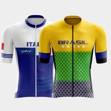 Imagem de Combo 2 Camisas Premium de Ciclismo Masculinas Manga Curta Respirável Proteção Uv-Masculino