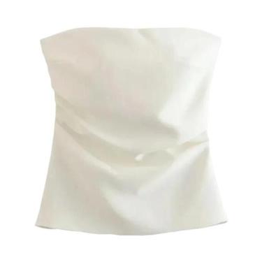 Imagem de Top Cropped Sem Mangas Com Costas Franzidas Para Mulheres, Verão, Ombr