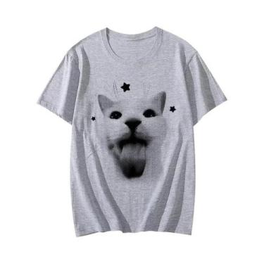 Imagem de Camiseta Unissex Engraçada Com Estampa De Meme De Gato, Estilo Harajuk