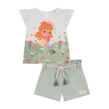 Imagem de Conjunto Bebê Menina Blusa Estampa Jardim e Shorts Kukiê-Feminino