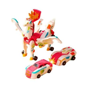 Imagem de Brinquedo De Carro Unicórnio Transformável Para Crianças, Figura De Pé